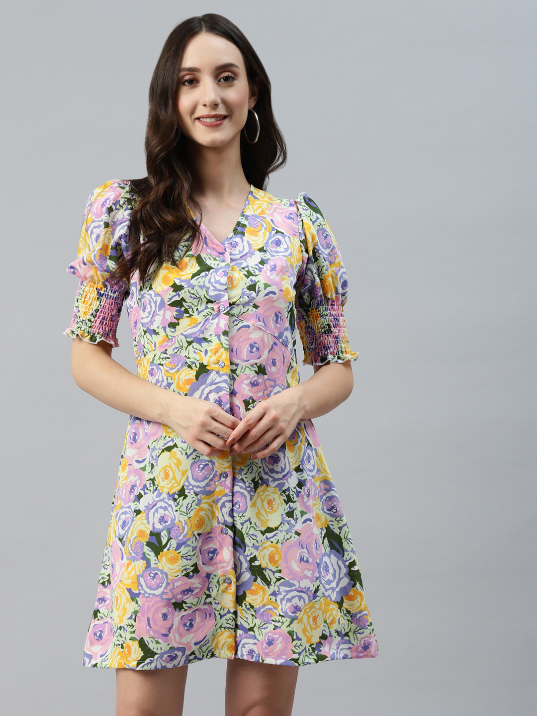 

plusS Multicoloured Floral Print A-Line Dress, Multi