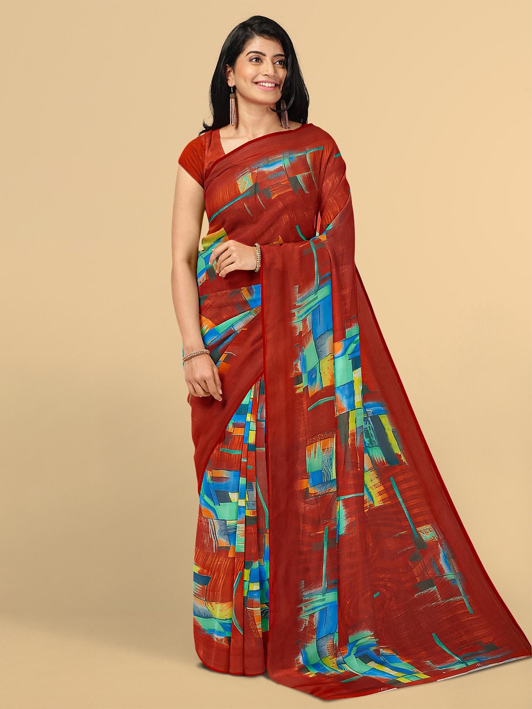 

Kalamandir Red & Blue Saree