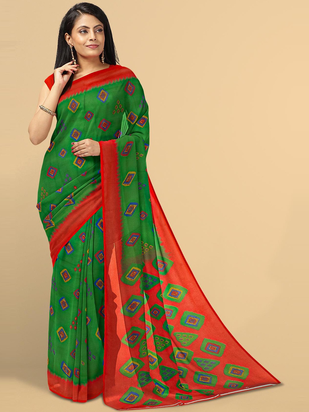 

Kalamandir Green & Red Saree