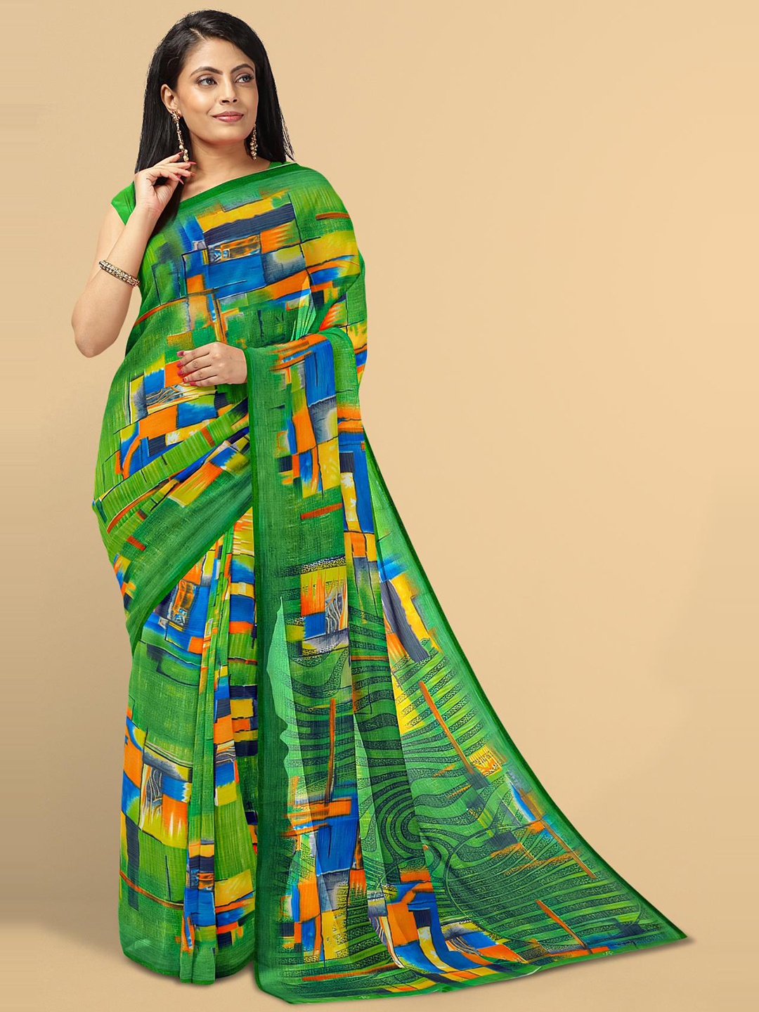 

Kalamandir Green & Orange Saree