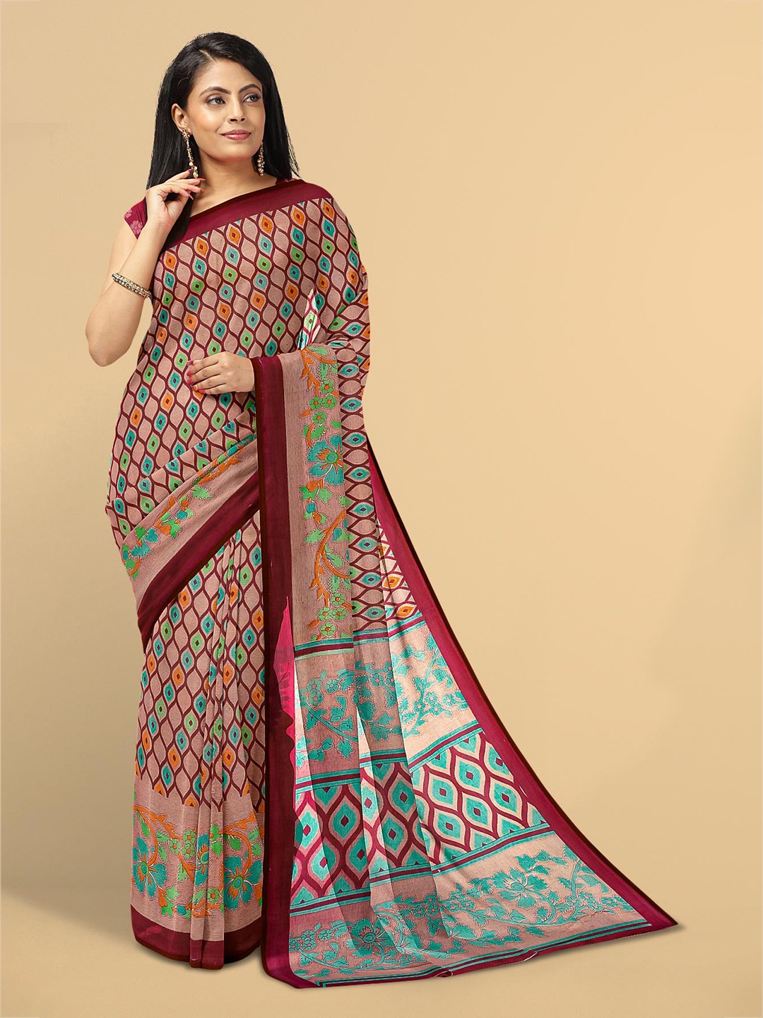 

Kalamandir Maroon & Blue Saree