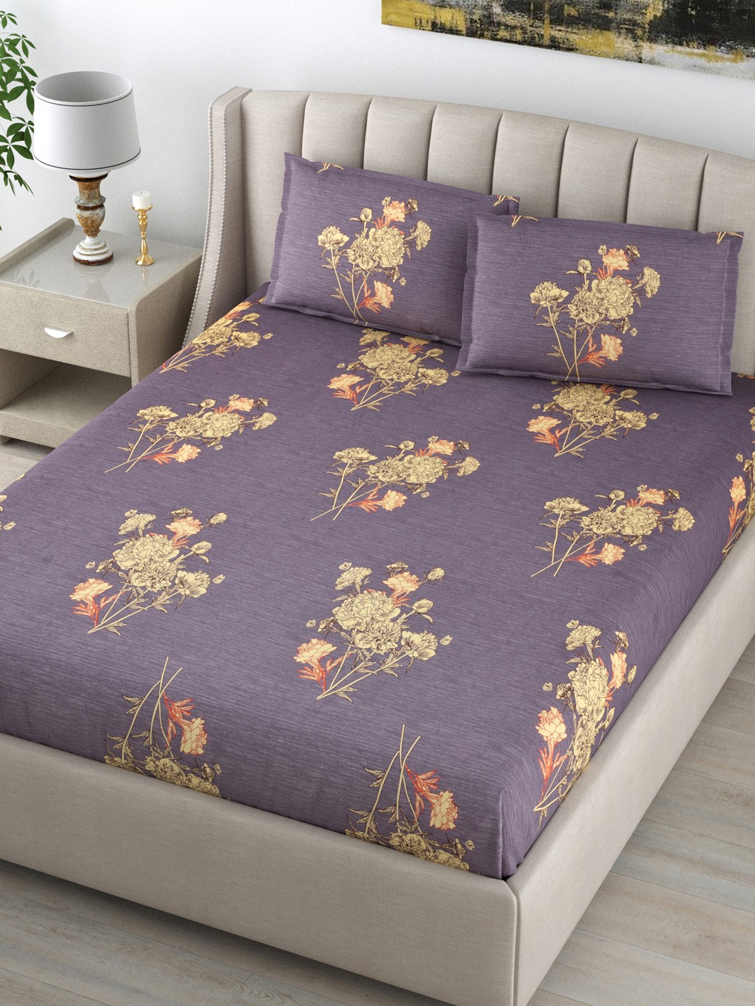 

DREAM WEAVERZ Unisex Grey Bedsheets