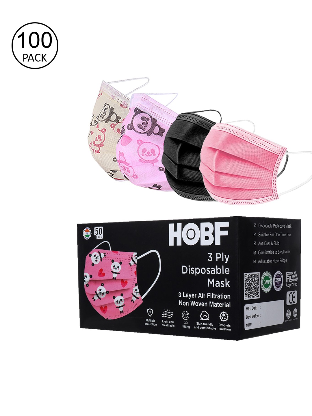 

FROGGY Set Of Assorted Set Of 100 Anti-Pollution Masks