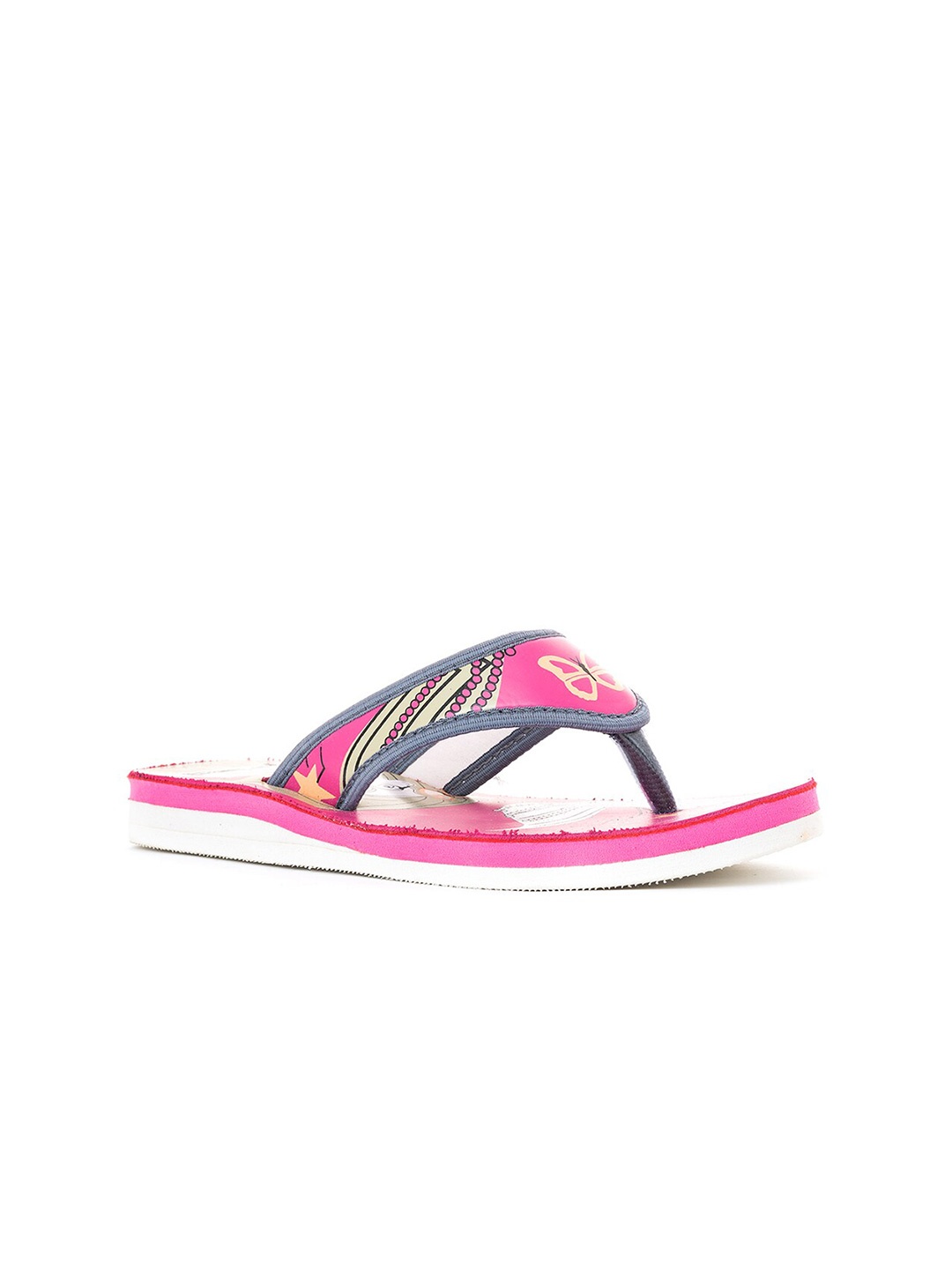 

Khadims Girls Pink & Grey Printed Thong Flip-Flops