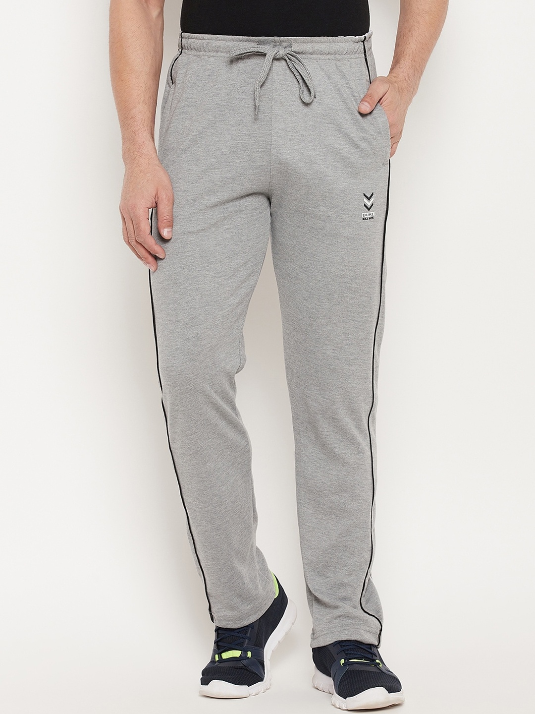 

Duke Men Grey Solid Cotton Track Pants