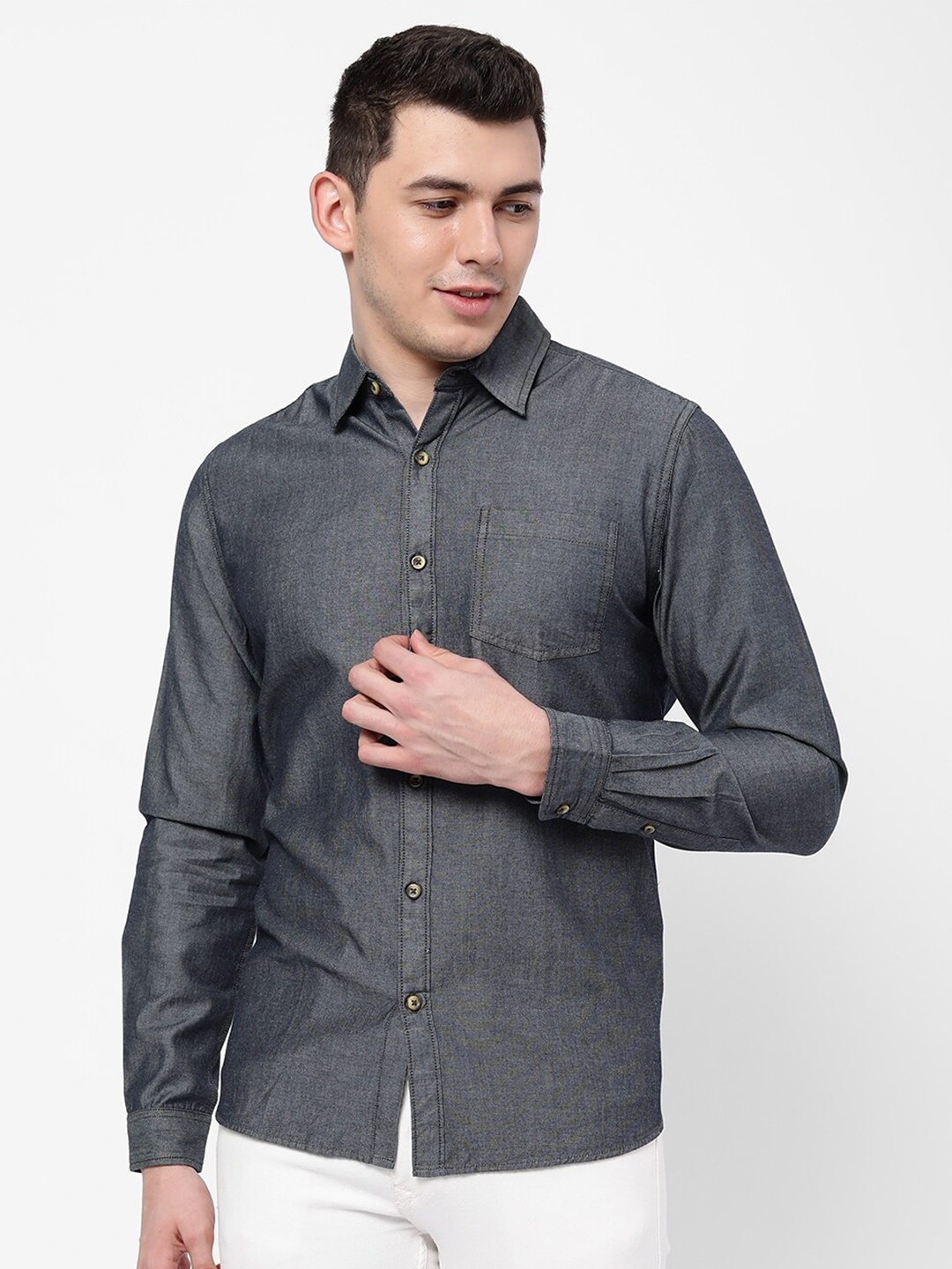 

R&B Men Blue Classic Casual Shirt