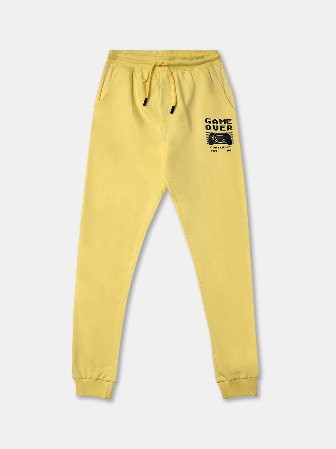

R&B Boys Yellow Printed Cotton Joggers