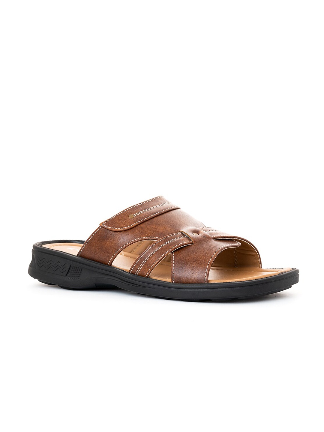 

Khadims Men Brown & Black Comfort Sandals