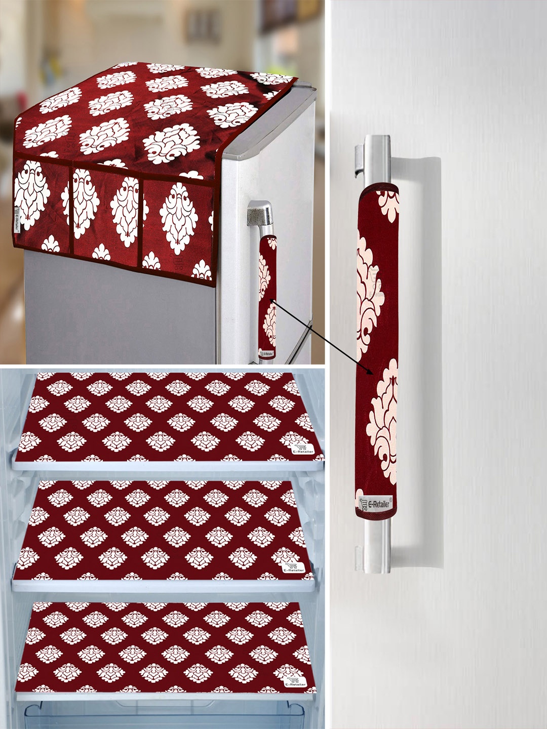 

E-Retailer Set Of 5 Maroon Printed Appliance covers