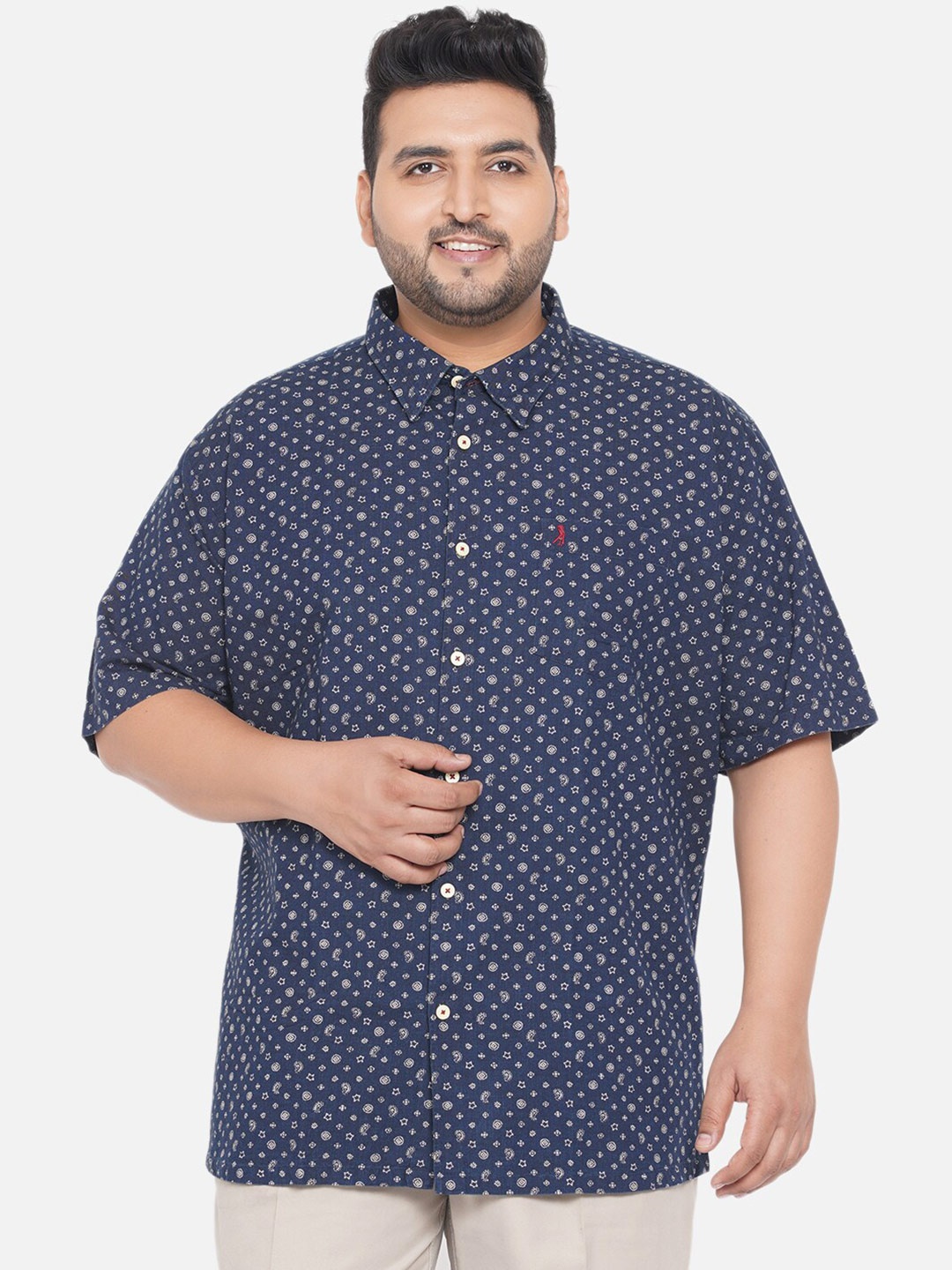 

Santonio Men Blue Printed Cotton Classic Casual Shirt