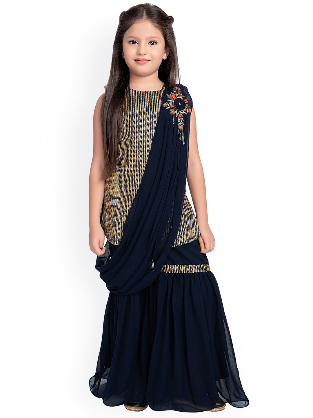 

BETTY Girls Embellished Palazzos, Navy blue