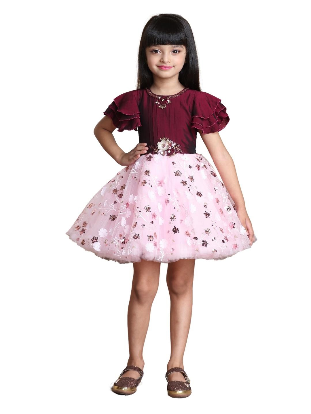

BETTY Burgundy Floral Net Dress