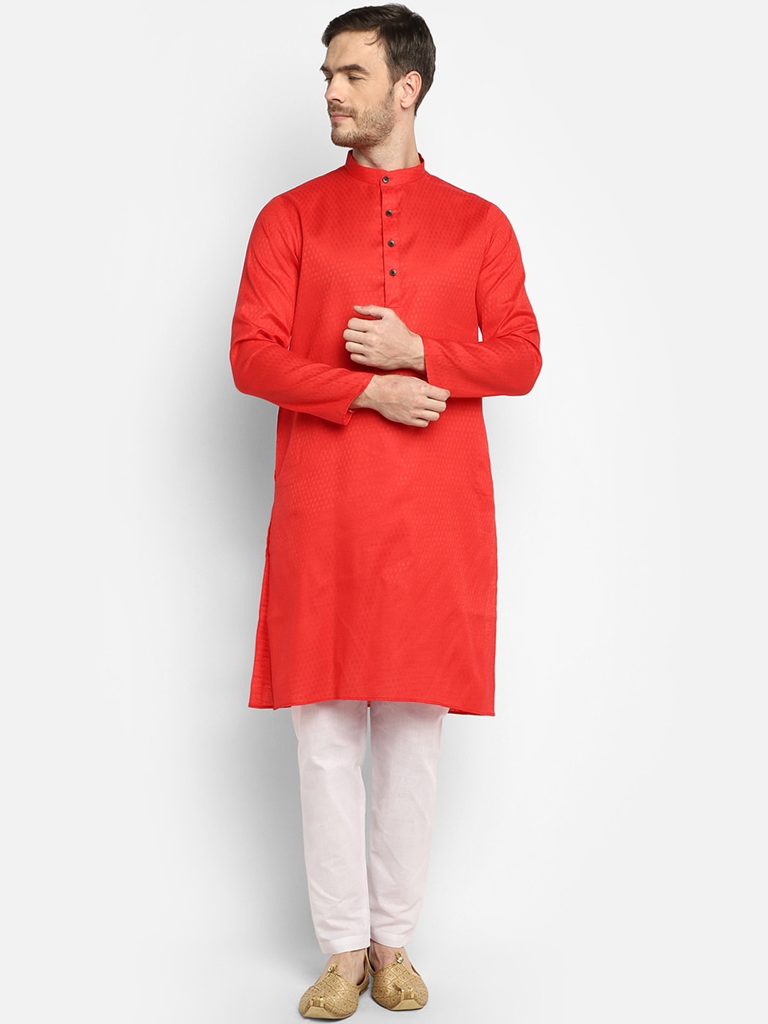 

DEVOILER Men Red solid Kurta
