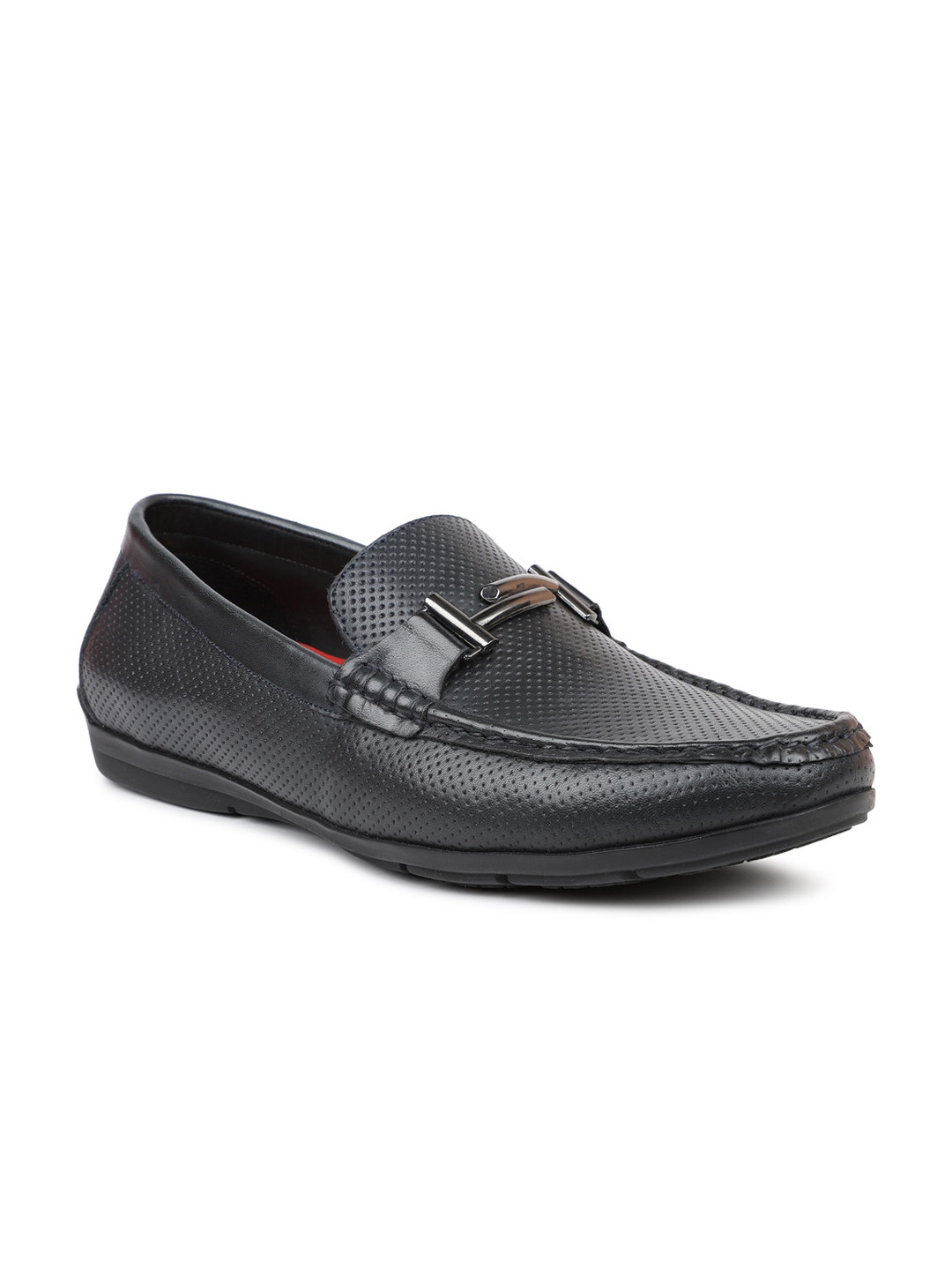 

ATESBER Men Navy Blue Leather Loafers