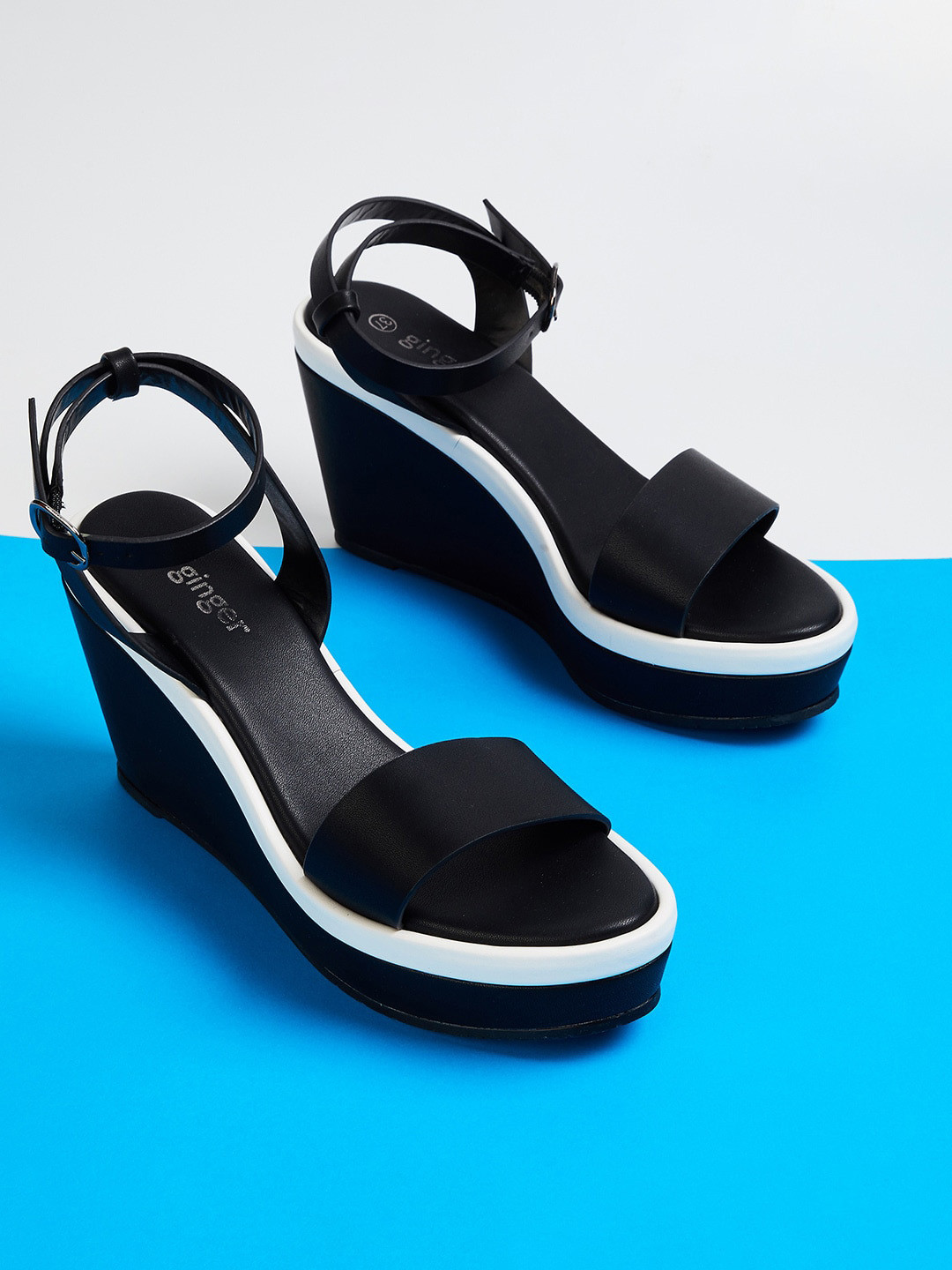 

Ginger by Lifestyle Black Wedge Sandals