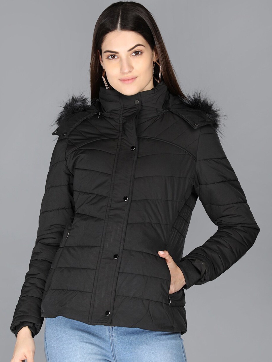 

LURE URBAN Women Black Parka Jacket