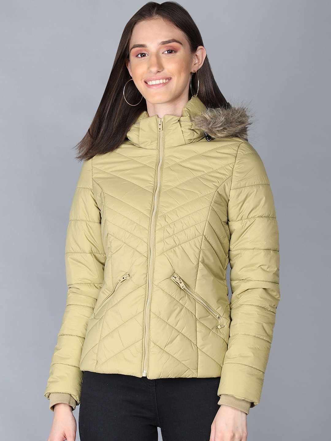 

LURE URBAN Women Yellow Padded Jacket