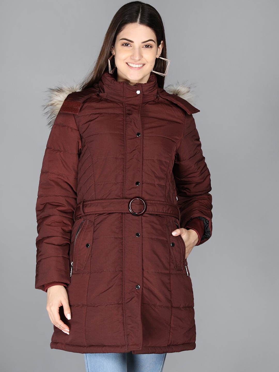 

LURE URBAN Women Maroon Longline Parka Jacket