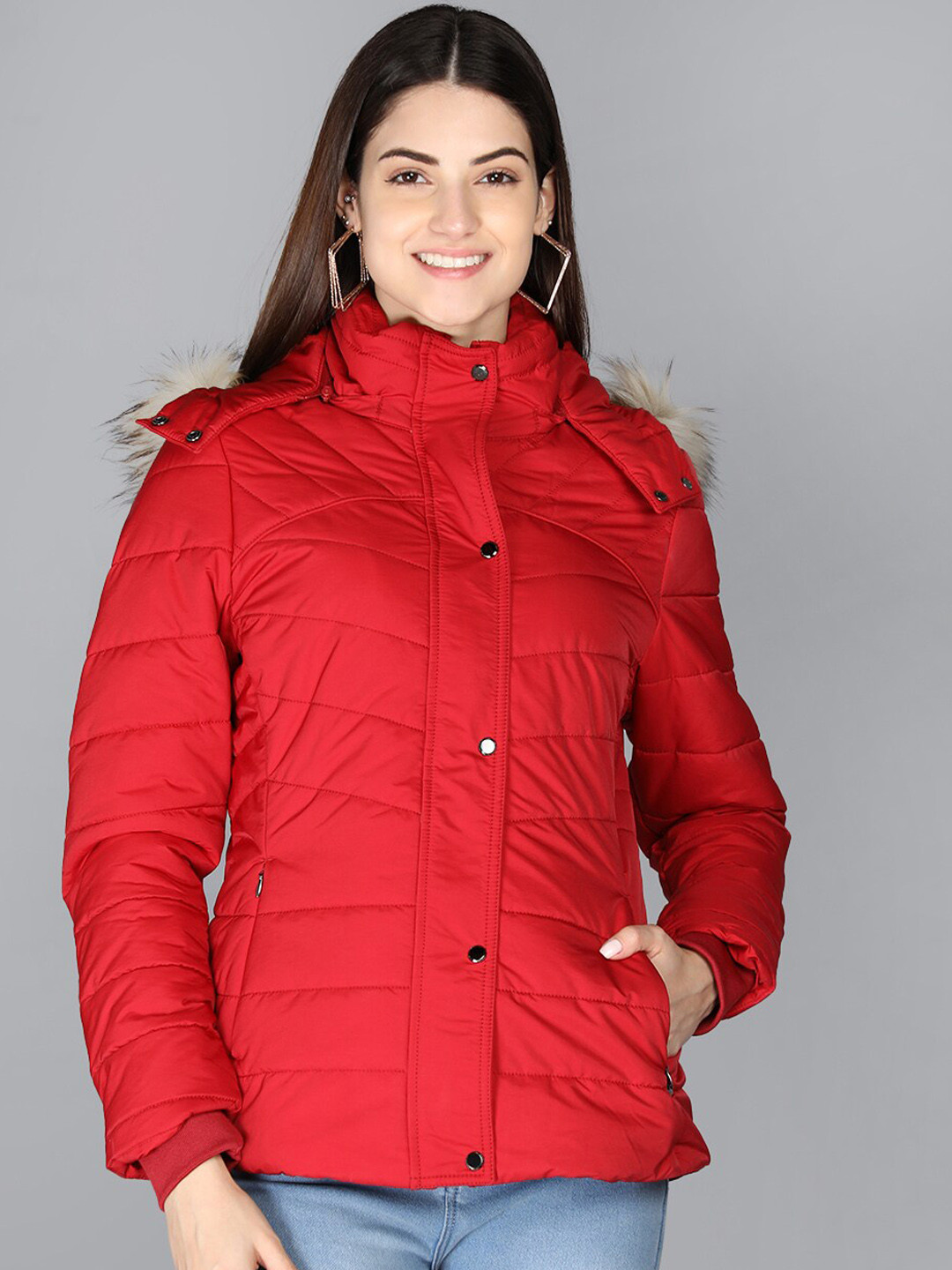 

LURE URBAN Women Red Padded Jacket