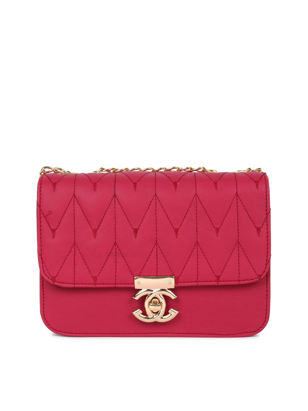 

LIKAA Pink Thread Work PU Structured Sling Bag