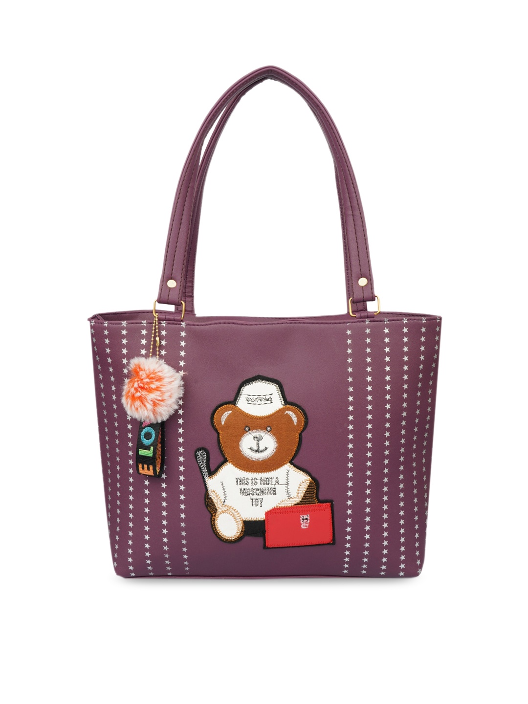 

LIKAA Purple PU Bucket Handheld Bag with Applique