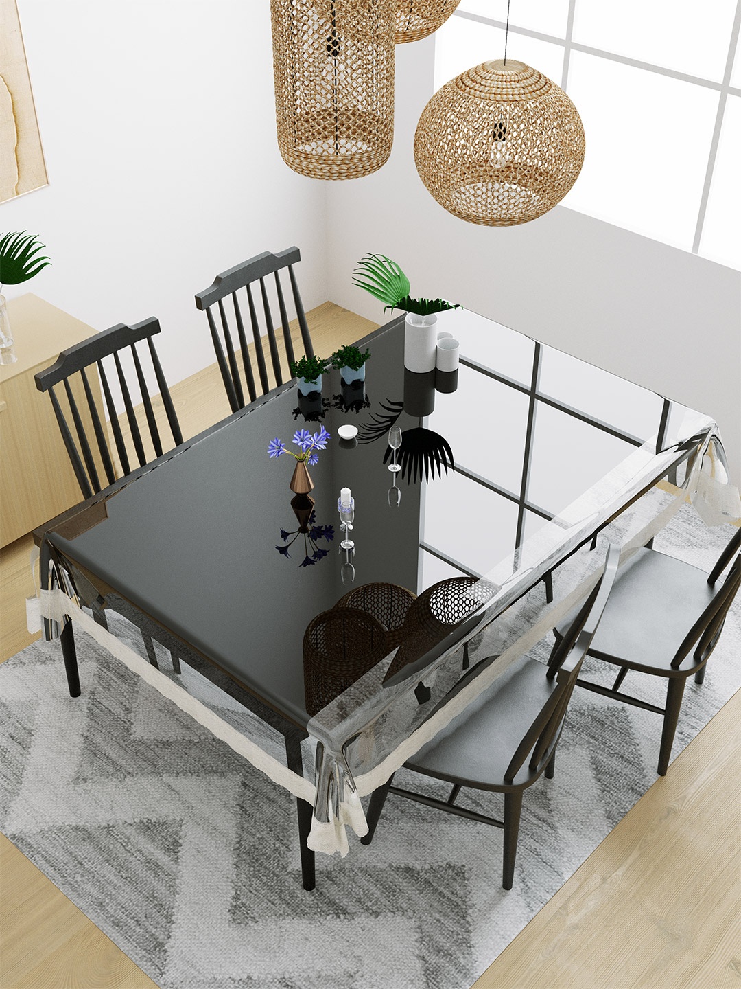 

DREAM WEAVERZ Transparent 4-Seater Rectangle Table Cover