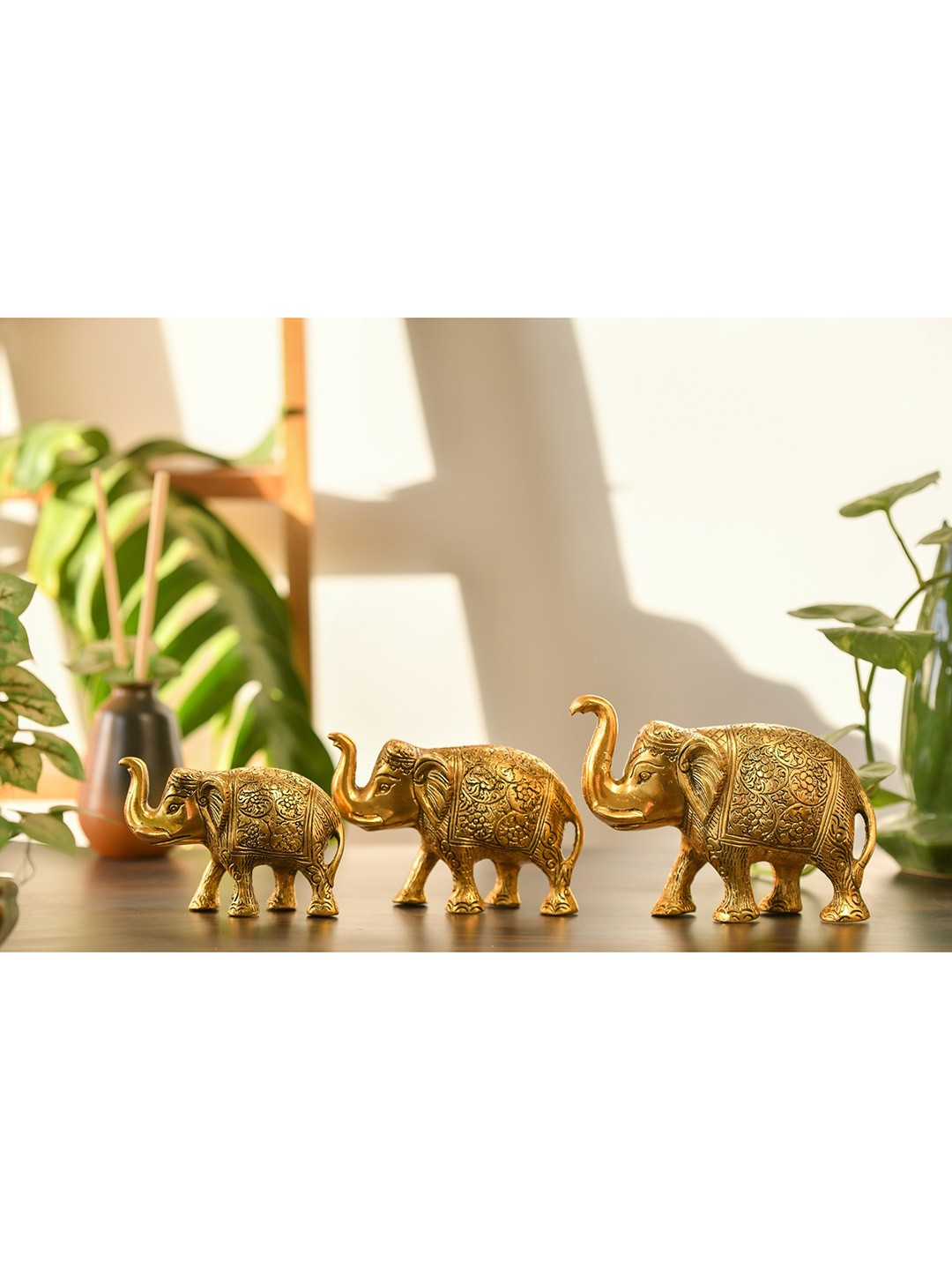 

Fashion Bizz Set Of 3 Gold-Toned Elephant Showpiece