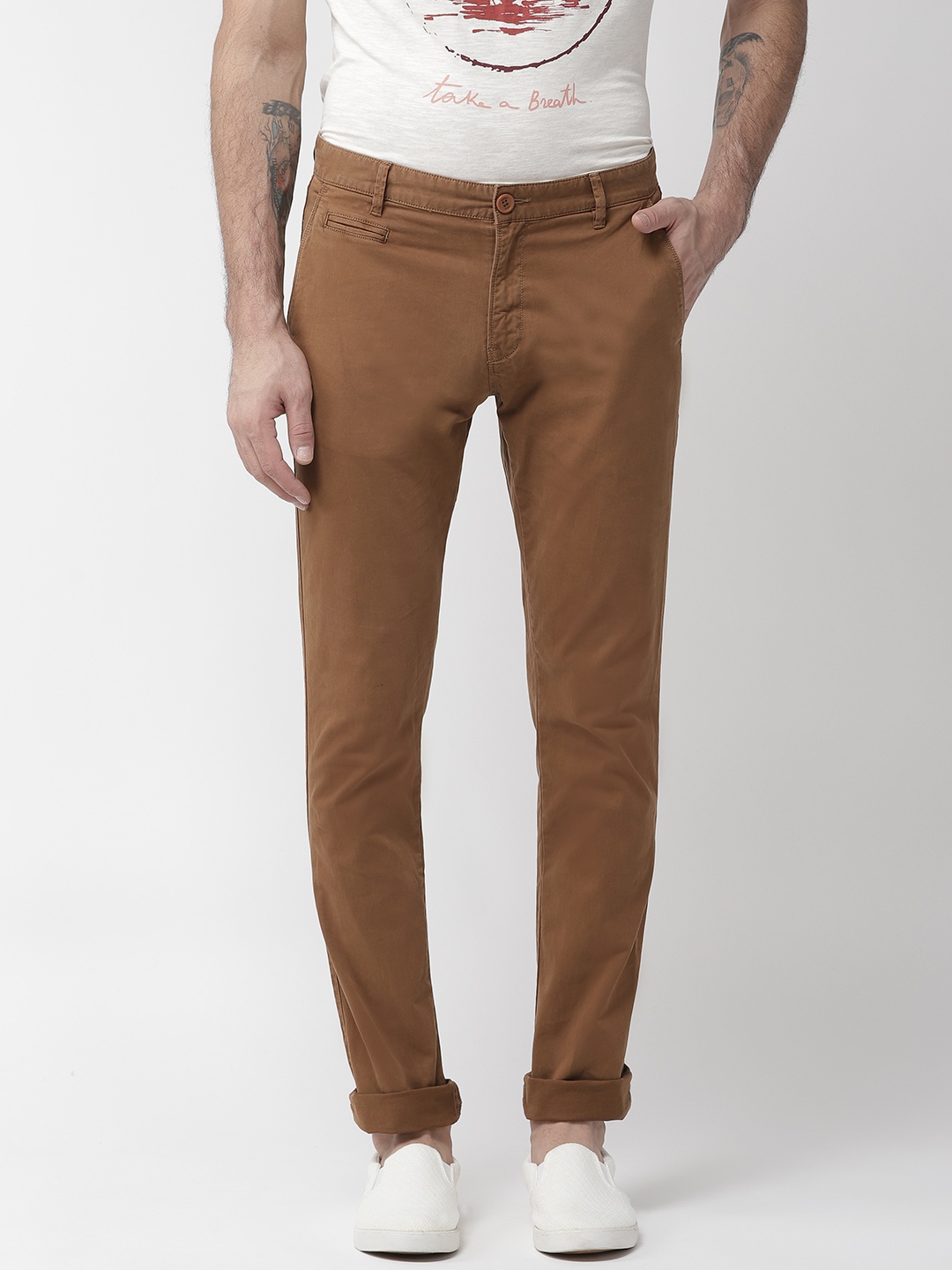 

Aeropostale Men Mustard Brown Super Skinny Fit Solid Chinos