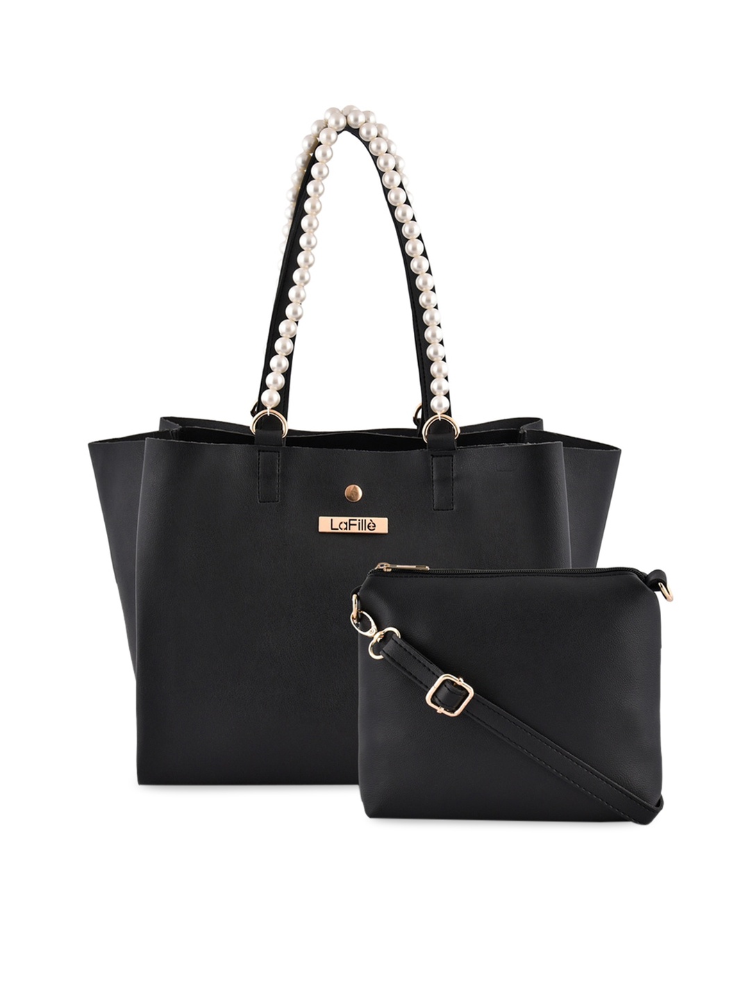 

LaFille Black PU Structured Handheld Bag
