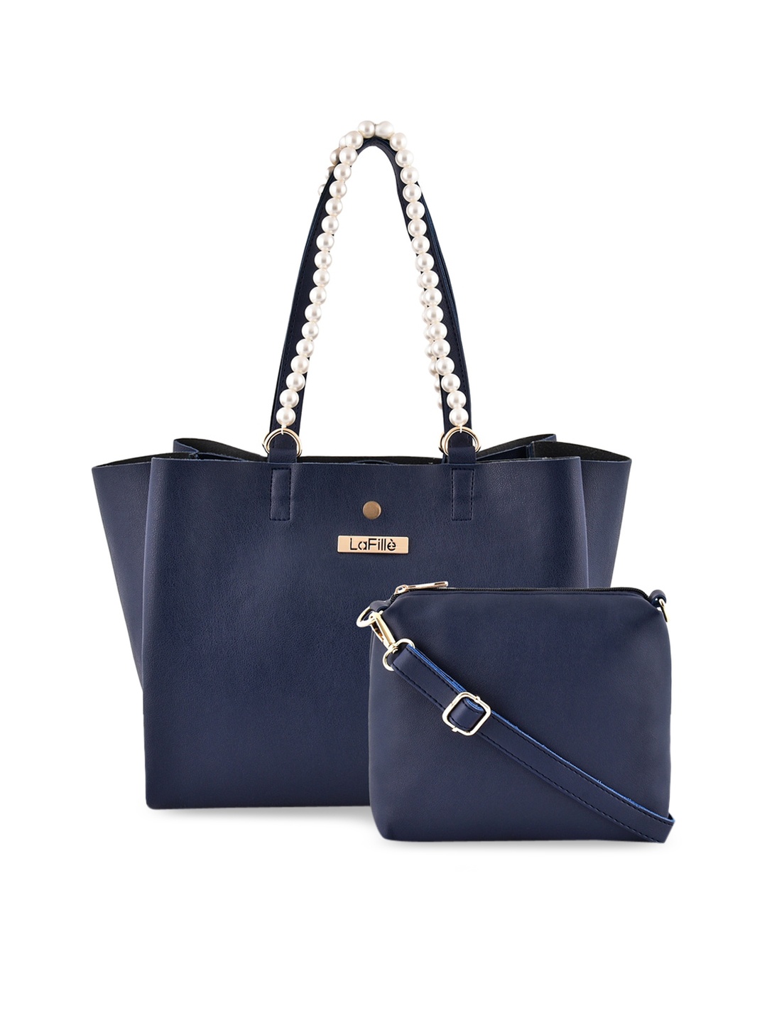 

LaFille Blue PU Structured Handheld Bag with Tasselled