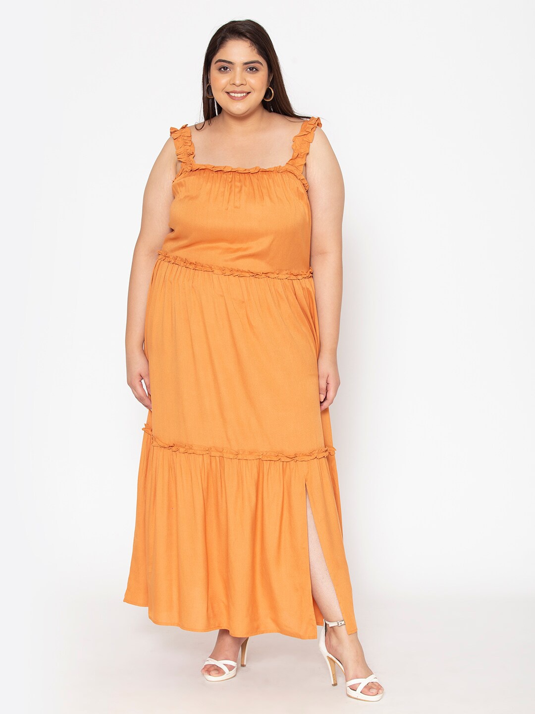 

Womauraa Orange Maxi Dress
