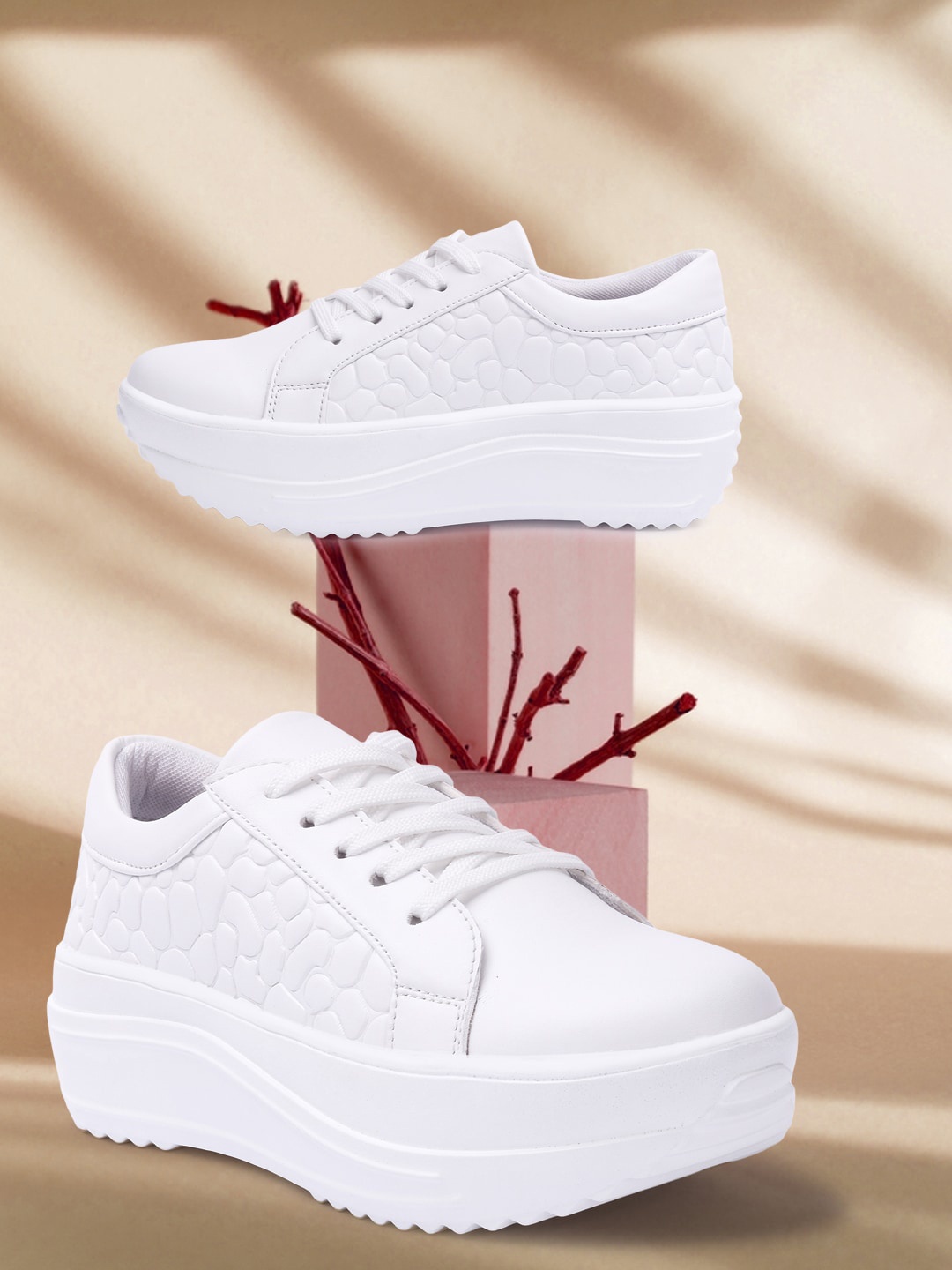 

VENDOZ Women White Sneakers