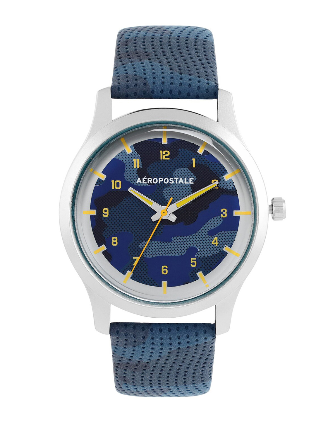 

Aeropostale Men Blue Brass Printed Dial & Blue Straps Analogue Watch
