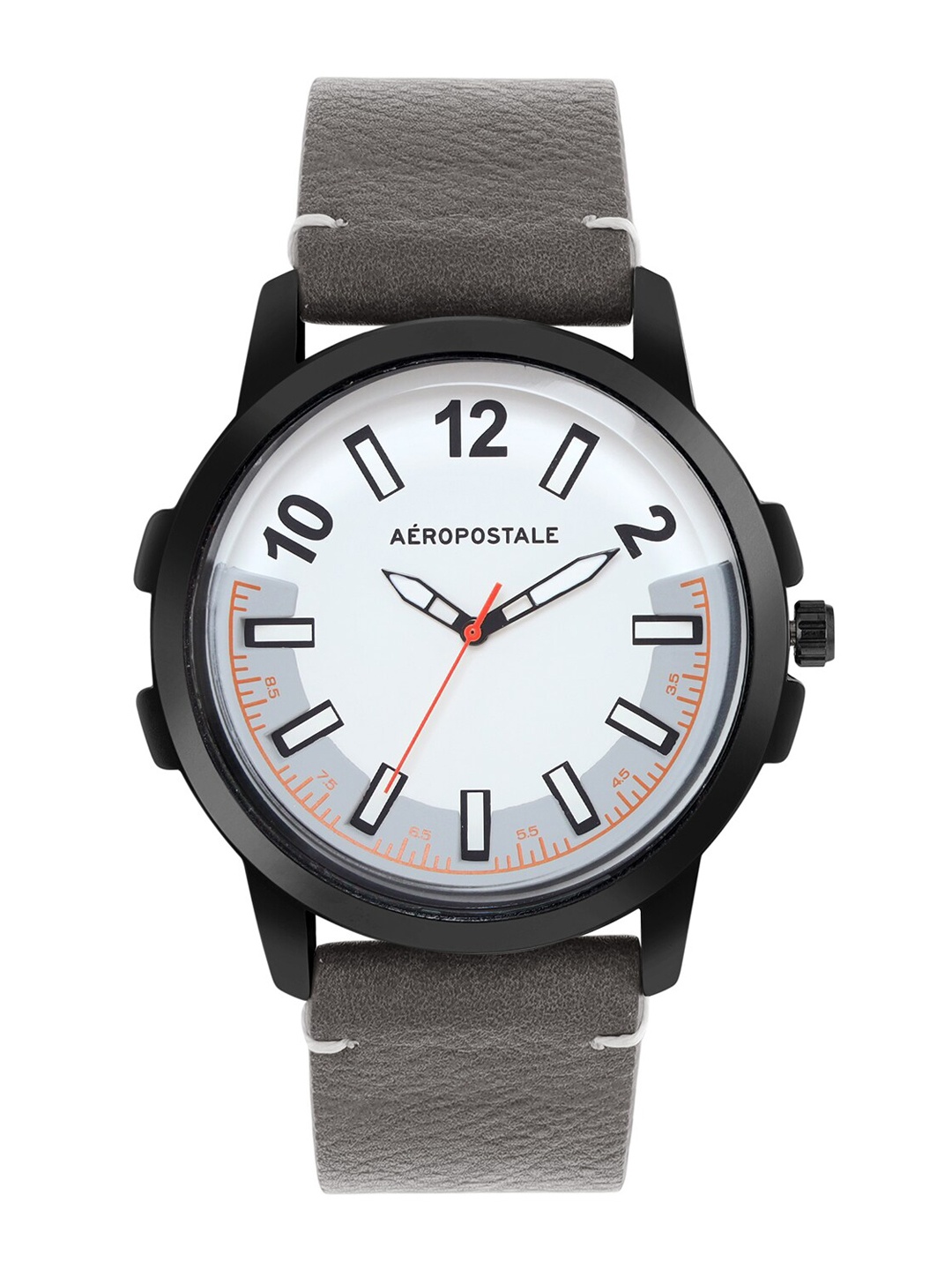 

Aeropostale Men White Brass Printed Dial & Black Straps Analogue Watch