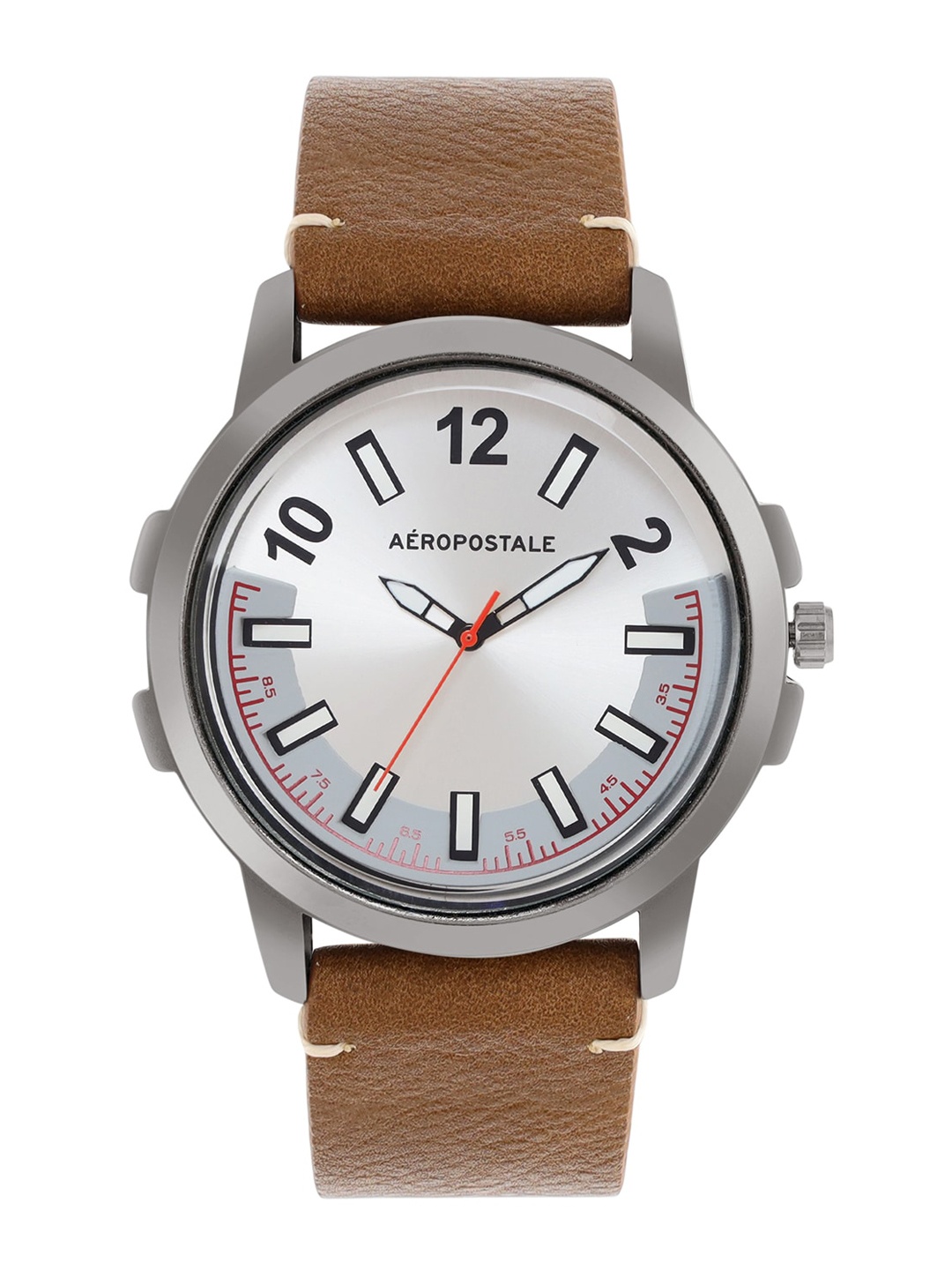 

Aeropostale Men Grey Brass Dial & Beige Straps Analogue Watch, Silver