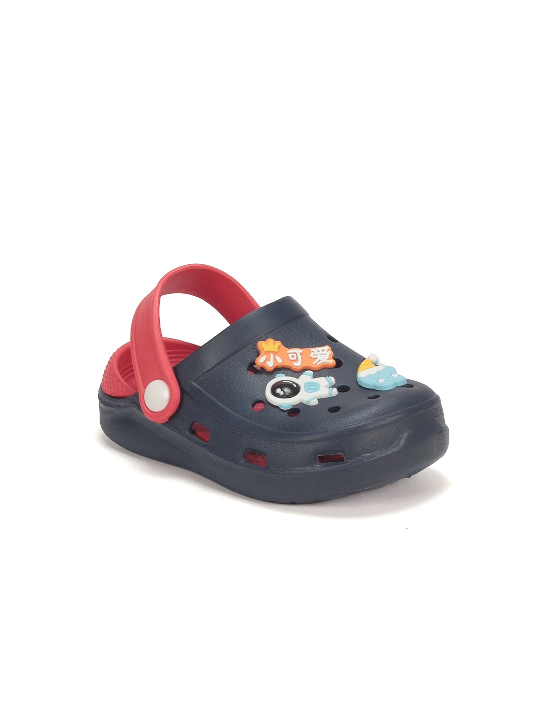 

Lil Lollipop Unisex Kids Navy Blue & Red Embellished Rubber Clogs