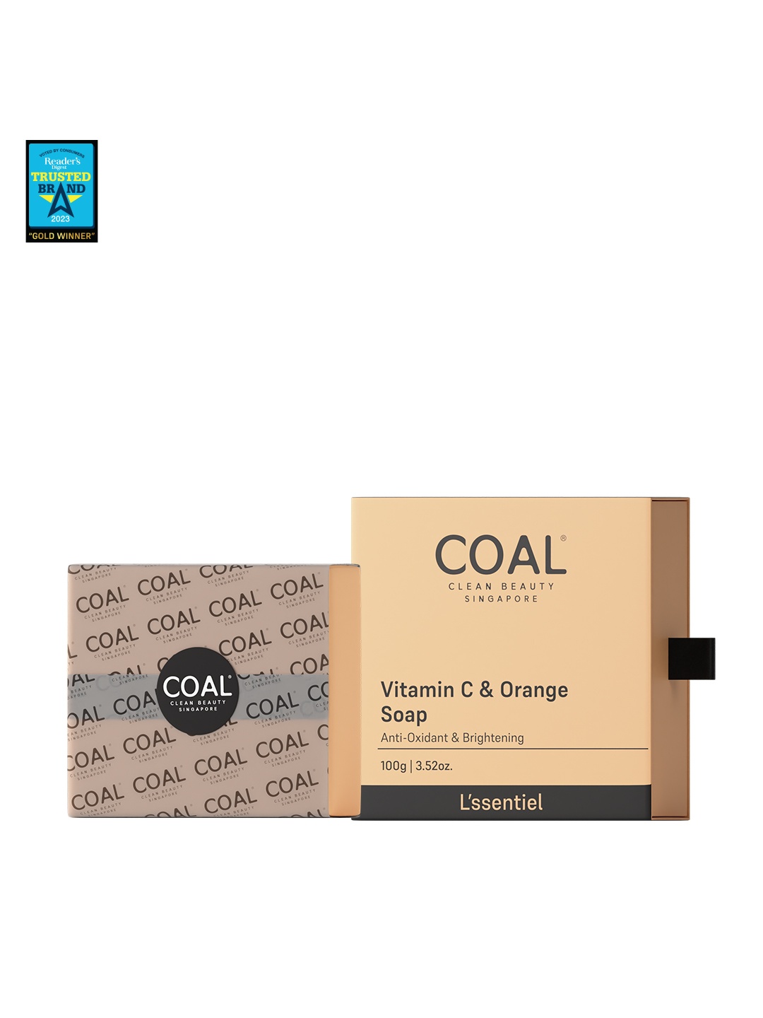 

COAL CLEAN BEAUTY Nature Derived Vitamin C & Orange Bath Bar for Brightening - 100 g, Beige