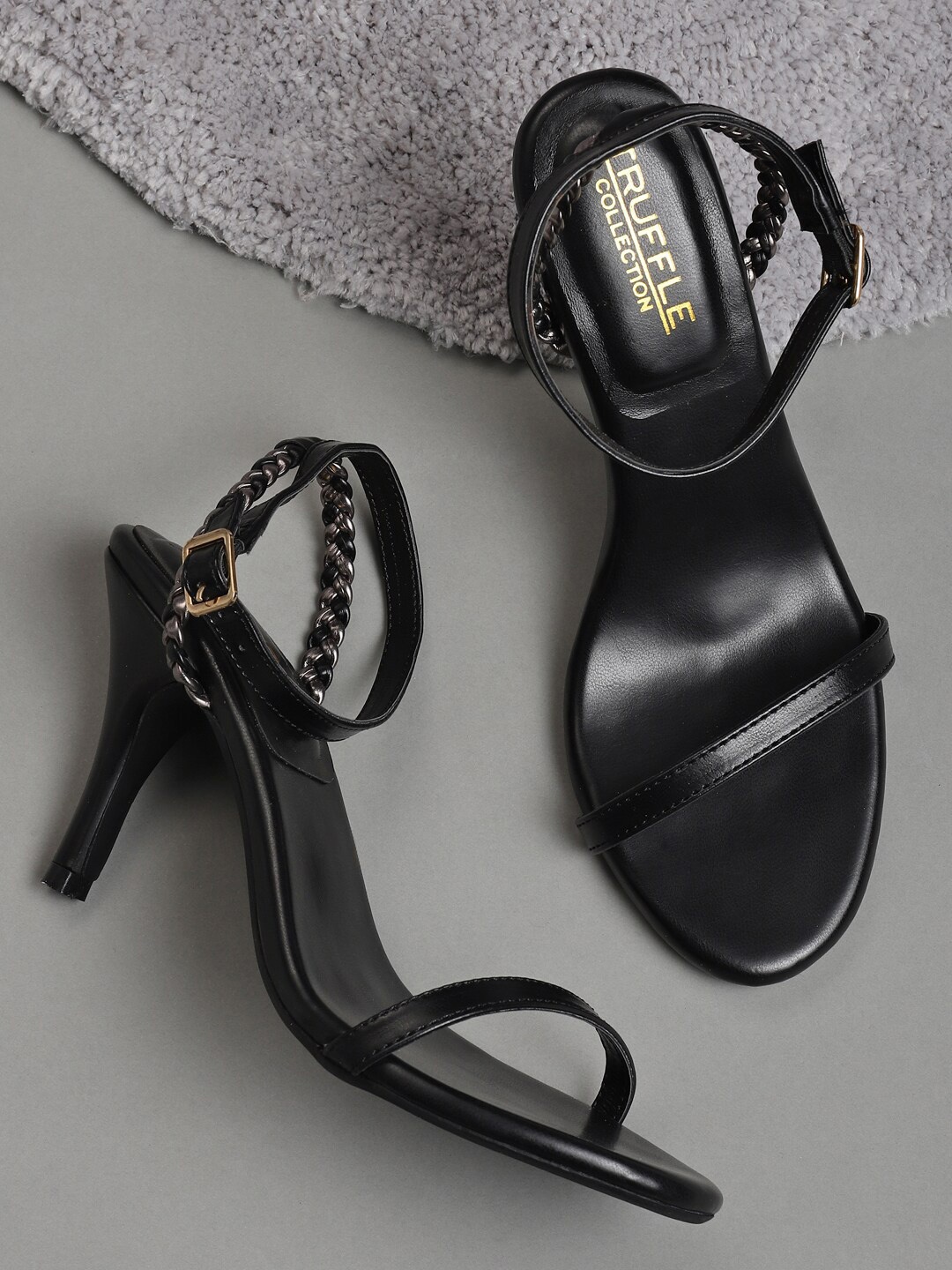 

Truffle Collection Black PU Kitten Sandals