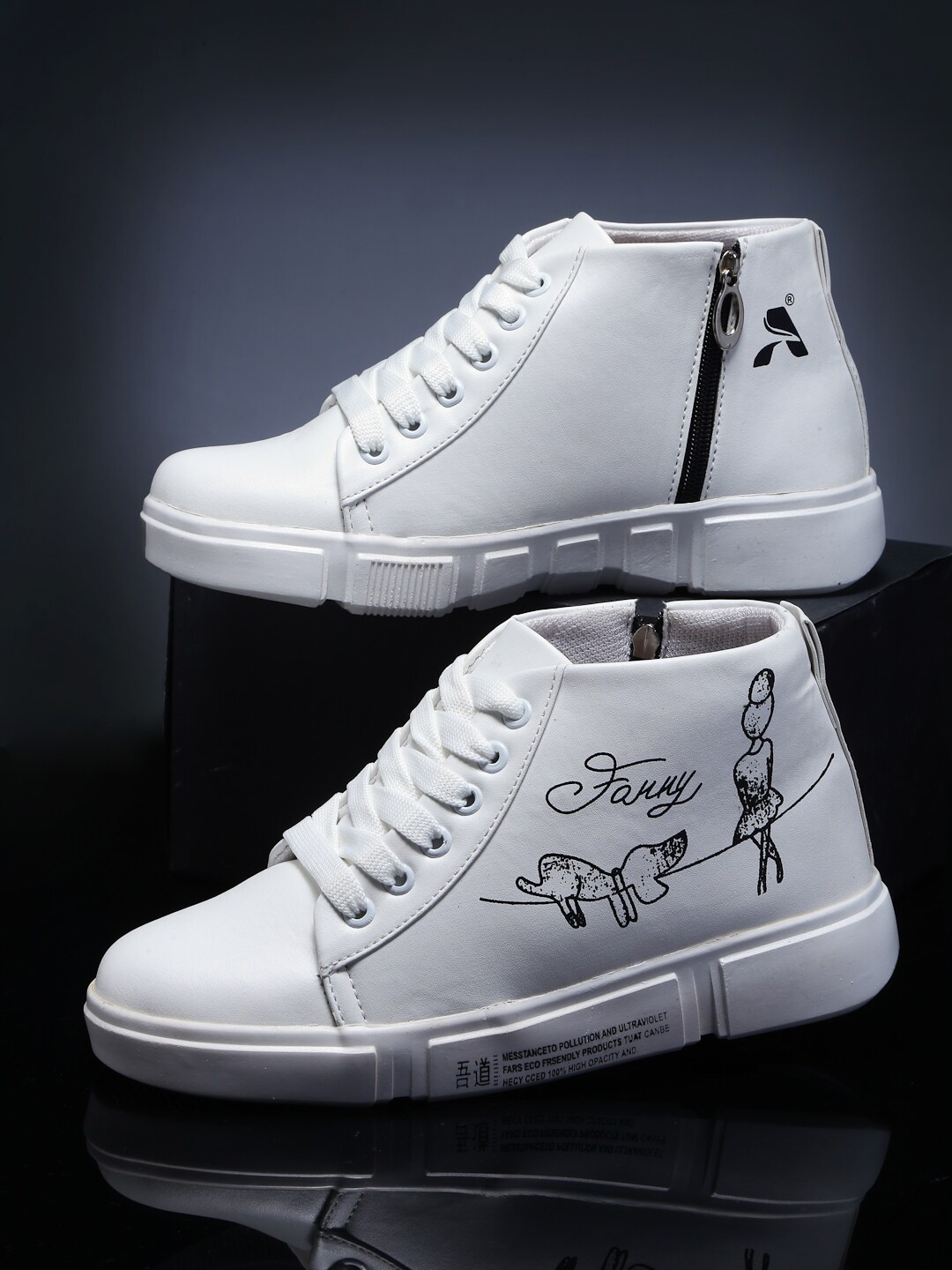 

AROOM Women White Printed Casual Shoes
