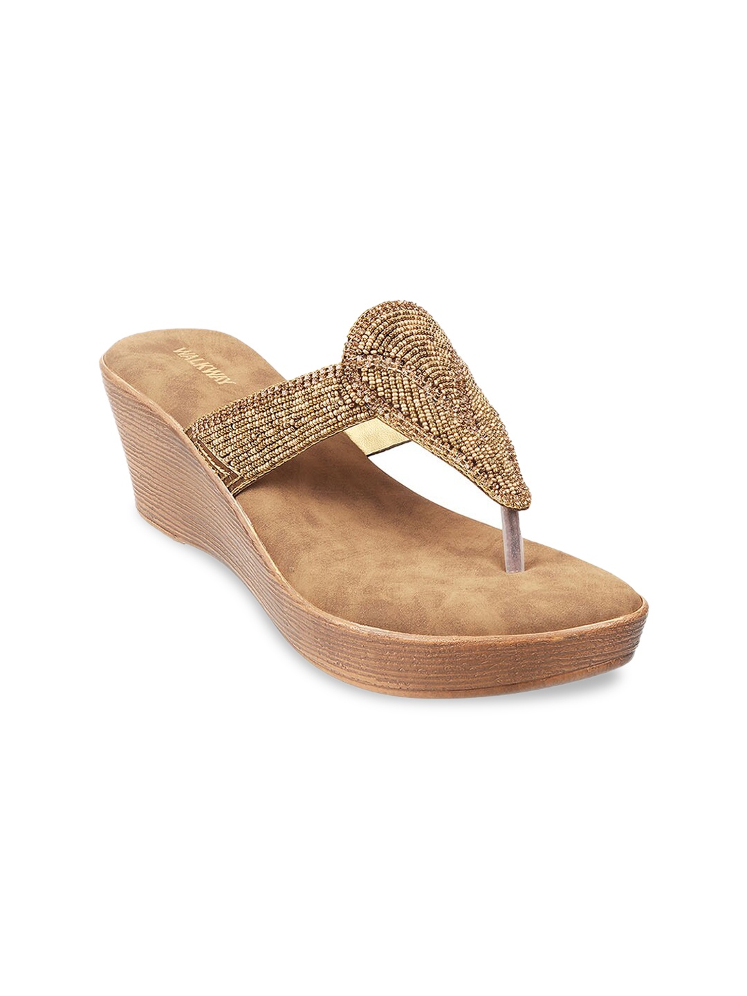 

WALKWAY by Metro Gold-Toned Embellished Wedge Sandals