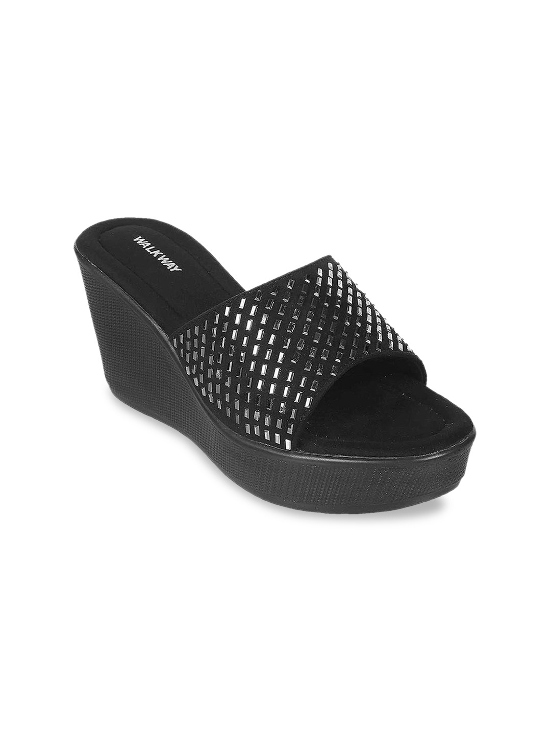 

WALKWAY by Metro Women Black Embellished Wedge Sandals