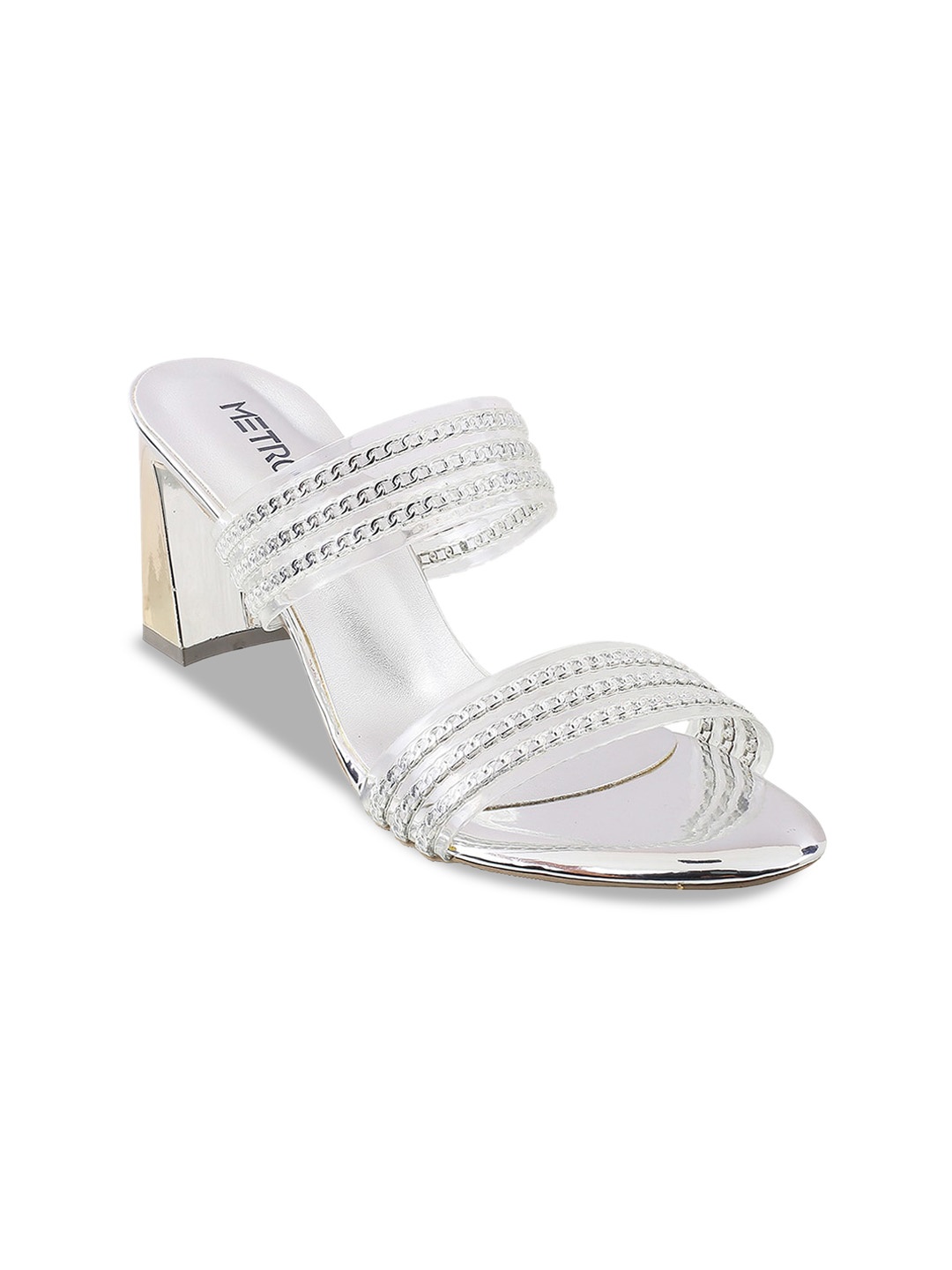 

Metro Silver-Toned Block Sandals