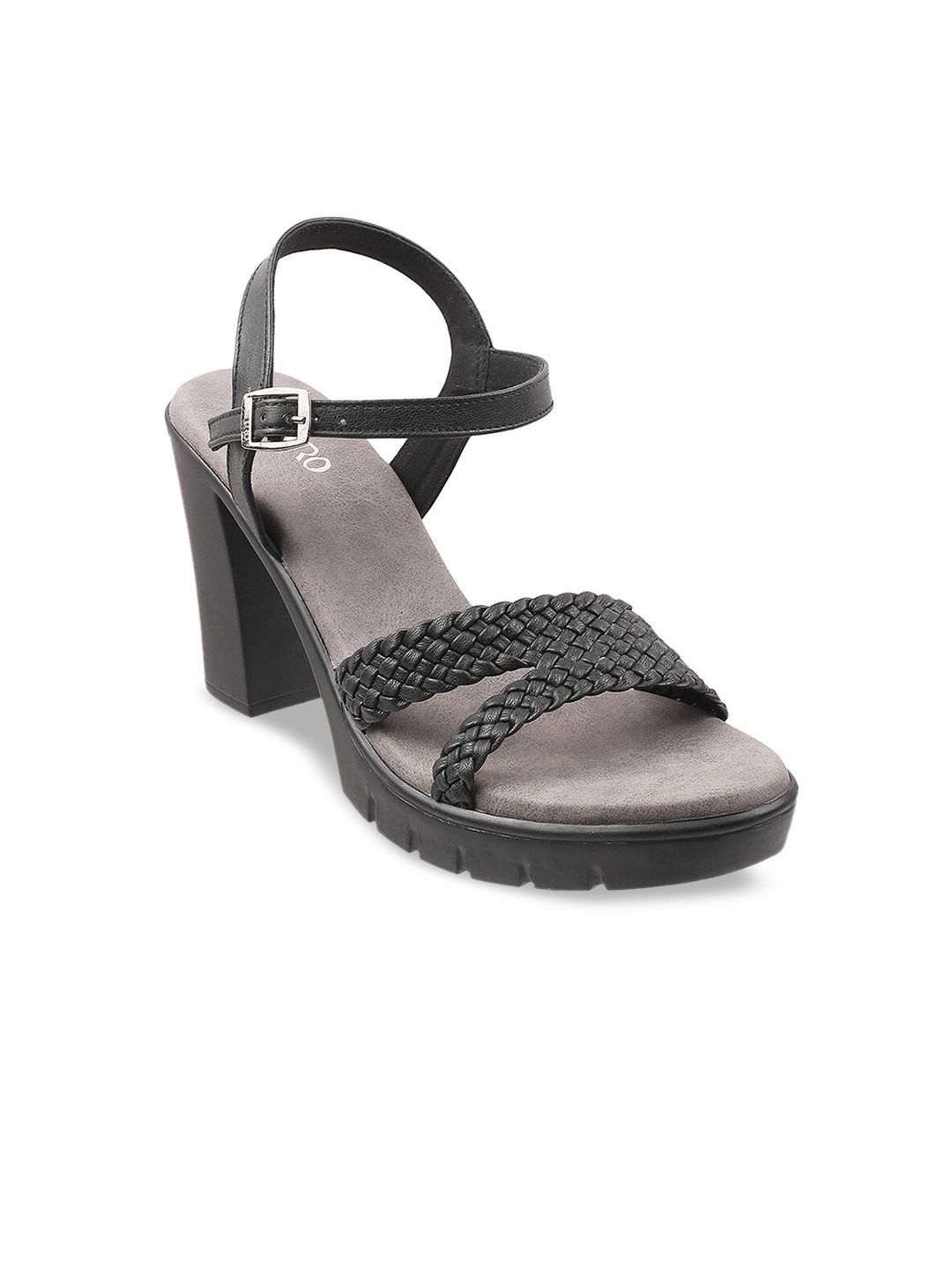 

Metro Black Block Sandals with Buckles