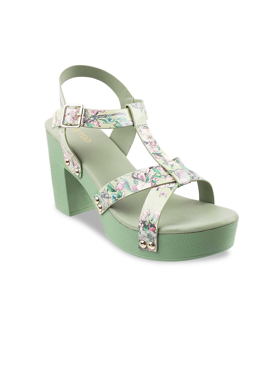 

Metro Green Printed Platform Sandals with Buckles