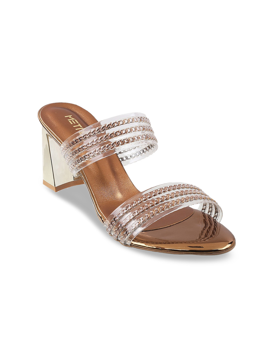 

Metro Gold-Toned & Transparent Block Sandals