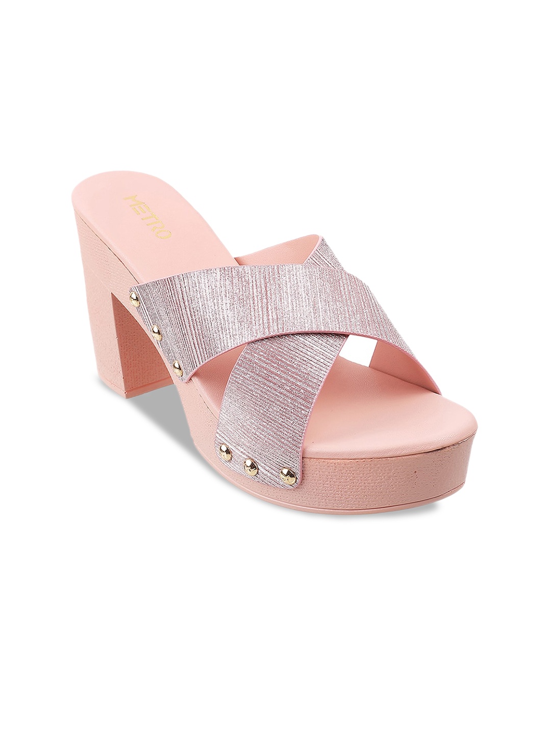 

Metro Pink Printed Block Sandals