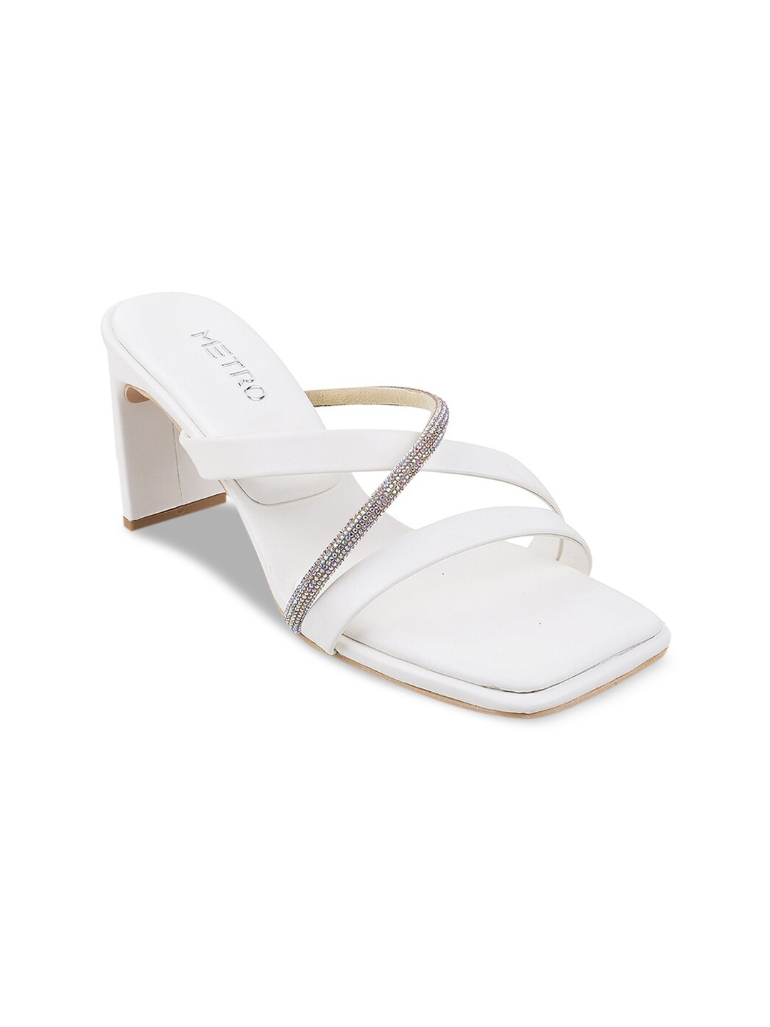 

Metro White Embellished Platform Sandals