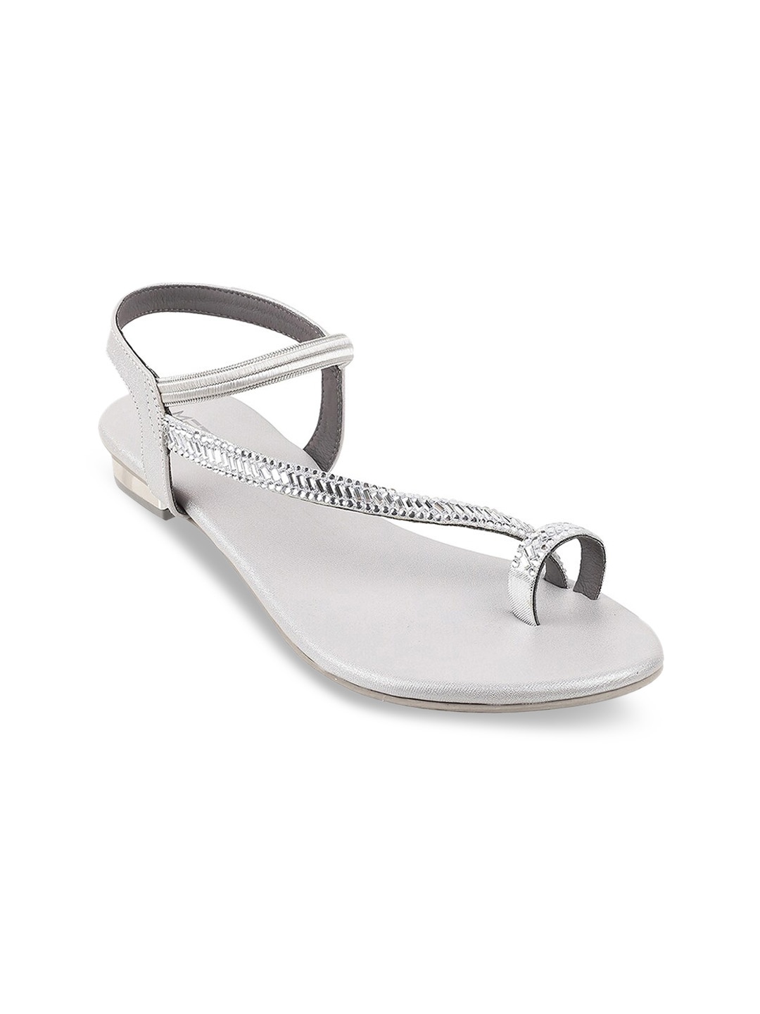

Metro Women Silver-Toned Embellished Flats