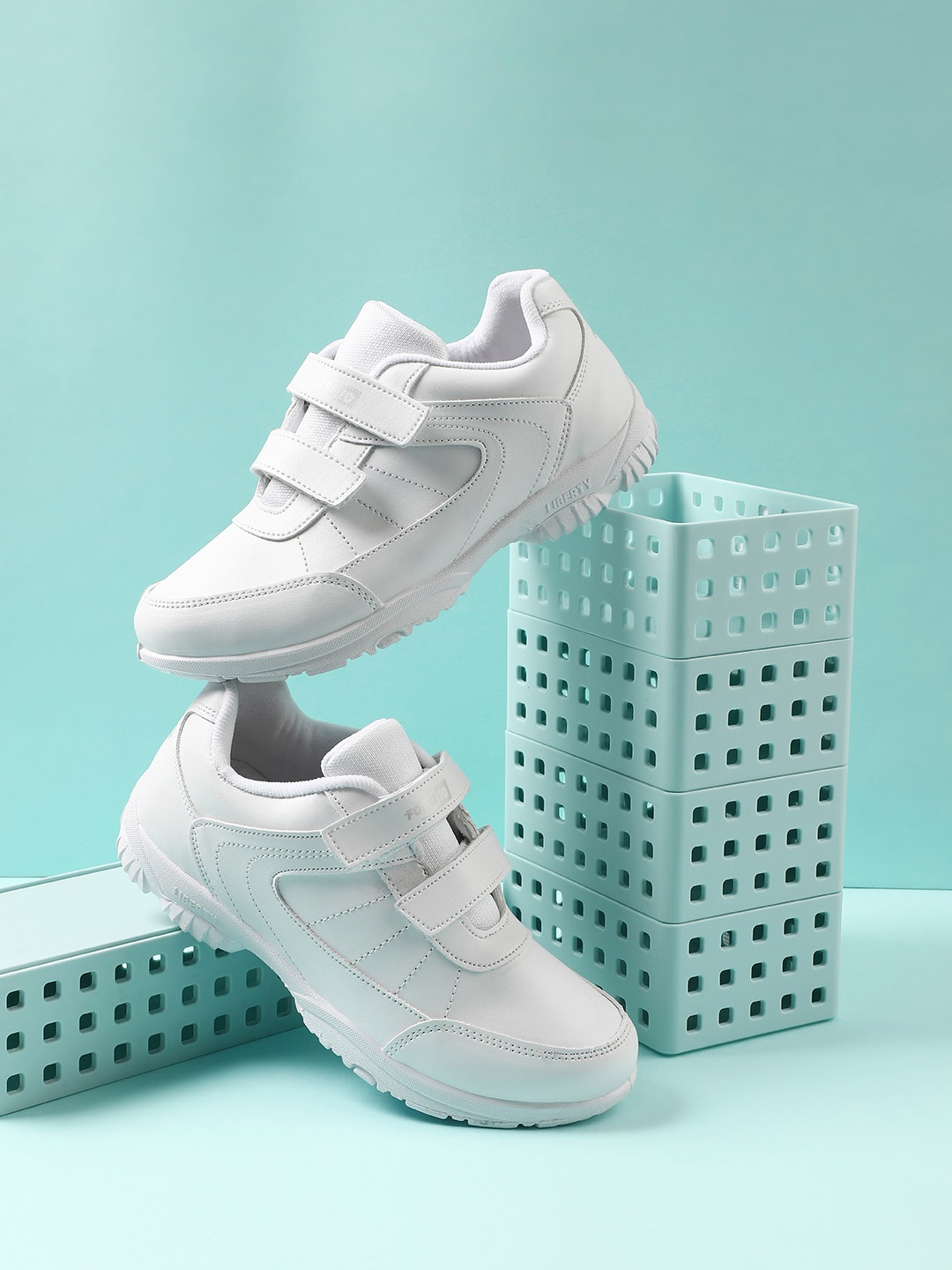 

Liberty Force 10 kids White Velcro School Shoes