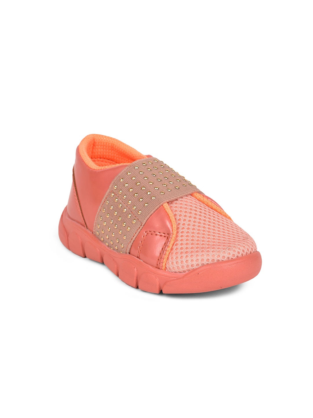 

Liberty Unisex Kids Peach-Coloured Perforations Slip-On Sneakers